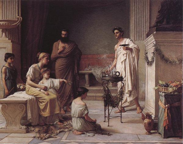 John William Waterhouse A Sick Child Brought into the Temple of Aesculapius oil painting picture